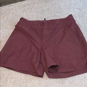 REI womens quick dry hiking shorts cranberry color